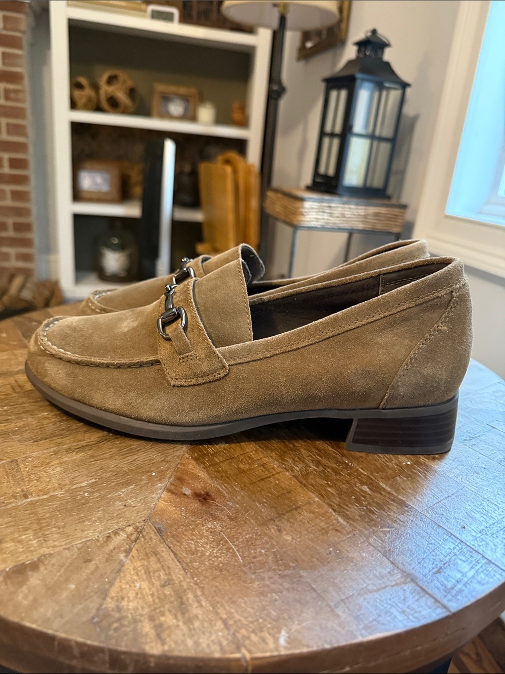 Munro Gryfinn Horsebit Toasted Sesame Suede Loafers 10 - Picture 3 of 9